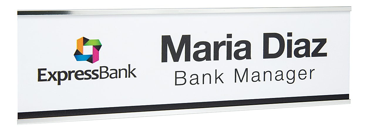 Custom Full Color Plastic Wall Signs With Slide-in Metal Flush Wall Mount, 3" x 10"