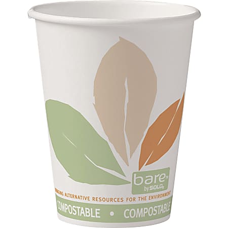 Bare PLA-lined Hot Cups - 12 fl oz - 1000 / Carton - White - Paper - Hot Drink