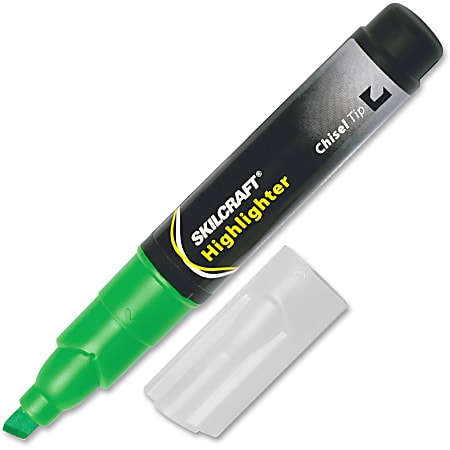 SKILCRAFT® Fluorescent Jumbo Highlighters, Green, Box Of 12 (AbilityOne 7520-01-166-0682)