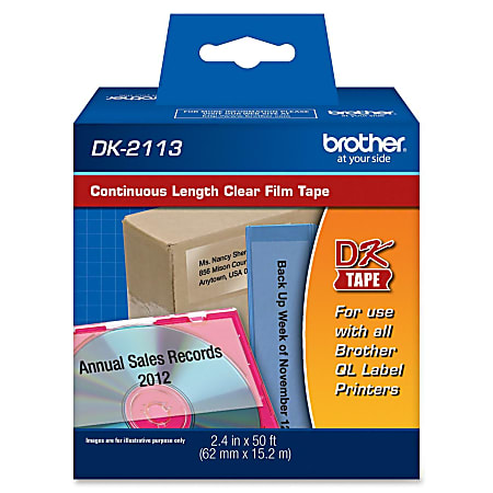 Brother DK2113 Label Tape, 2-3/7 X 50' Clear