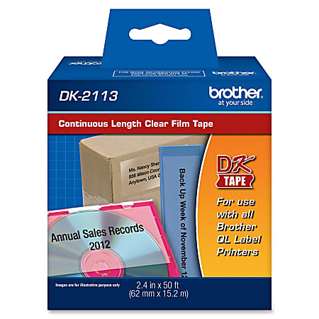 Brother DK2113 Label Tape, 2-3/7 X 50&#x27; Clear