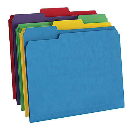 Office Depot® Heavyweight File Folders, 1/3 Cut, Letter Size (8-1/2" x 11"), 3/4" Expansion, Assorted Colors, Box Of 50