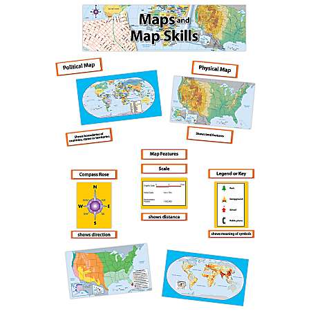 Creative Teaching Press® Mini Bulletin Board Set, Maps And Map Skills, Grades 3-5
