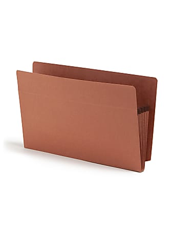 Smead® End-Tab Extra-Wide File Pockets, 3-1/2" Expansion, Extra-Wide Legal Size, 100% Recycled, Redrope, Pack Of 25