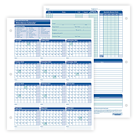 ComplyRight® 2024-2025 Fiscal Attendance Calendar, 8 1/2" x