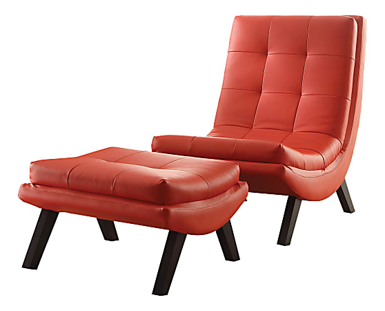 Ave Six Tustin Lounge Chair And Ottoman Set, Red/Black