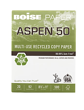 White 100% Recycled 32lb 8.5 x 11 Paper - 50 Pack - by Jam Paper
