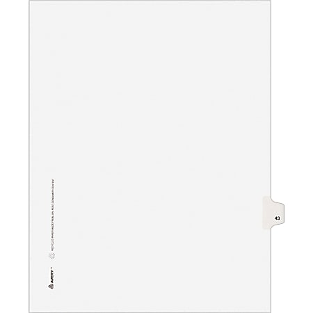Avery® Individual Legal Dividers Avery® Style, Letter Size, Side Tab #43, White Dividers/White Tabs, Pack Of 25