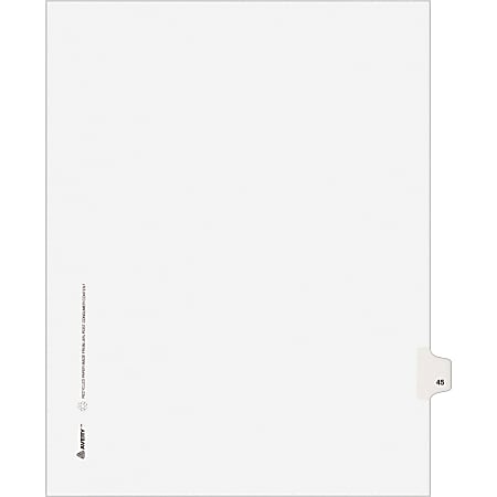 Avery® Individual Legal Dividers Avery® Style, Letter Size, Side Tab #45, White Dividers/White Tabs, Pack Of 25
