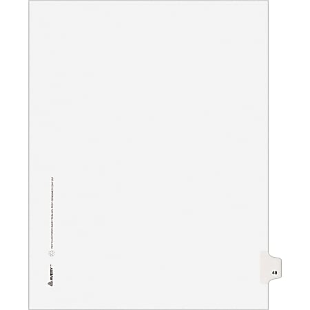 Avery® Individual Legal Dividers Avery® Style, Letter Size, Side Tab #48, White Dividers/White Tabs, Pack Of 25