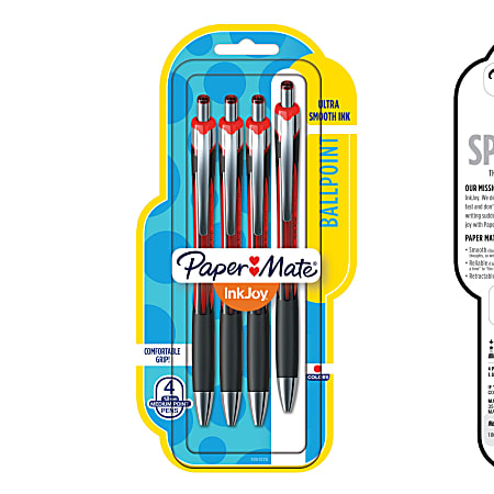 Paper Mate® InkJoy® 550 RT Ballpoint Pens, Medium Point, 1.0 mm, Red Barrel, Red Ink, Pack Of 4
