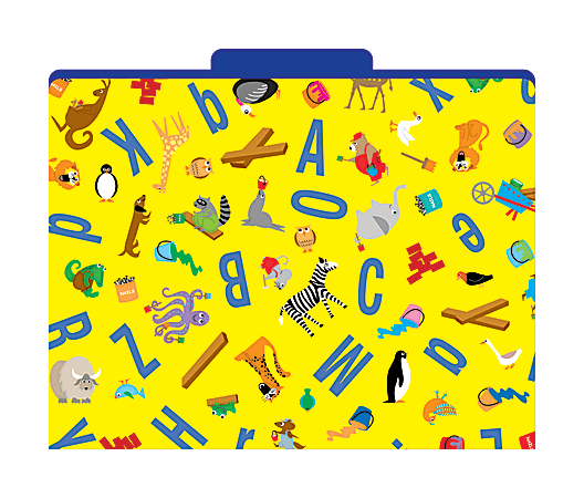 Barker Creek Tab File Folders, 8 1/2" x 11", Letter Size, ABC Animals, Pack Of 12