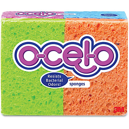 O Cel O Cellulose Sponges, Assorted Colors, Pack Of 4