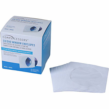 Compucessory CD/DVD White Window Envelopes - CD/DVD - 5 Compucessory CD/DVD White Window Envelopes - CD/DVD - 5