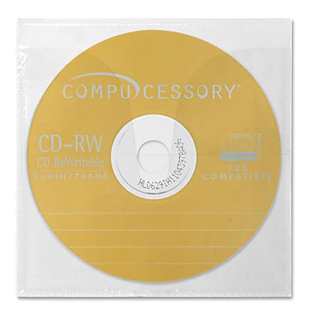 Compucessory Self Adhesive Poly CDDVD Holders 1 x CDDVD Capacity White ...