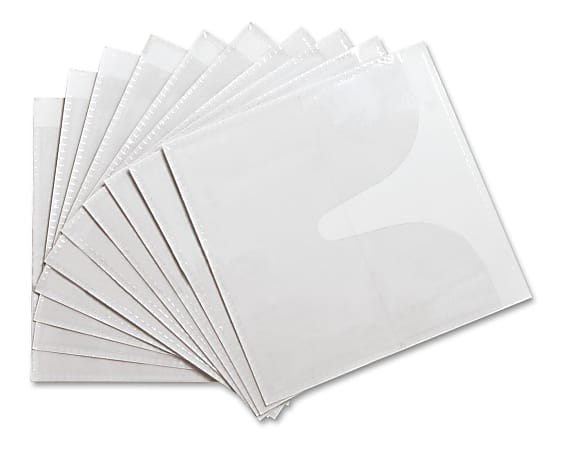 Compucessory Self-Adhesive Poly CD/DVD Holders - 1 x CD/DVD Capacity - White - Polypropylene - 50 / Pack