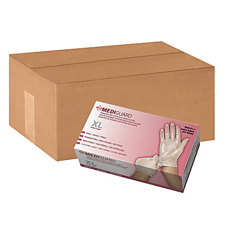 MediGuard Select Synthetic Vinyl Exam Gloves, X-Large, Clear, 130 Gloves Per Box, Case Of 10 Boxes