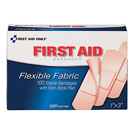 First Aid Only Fabric Bandages, 1" x 3", Box Of 100
