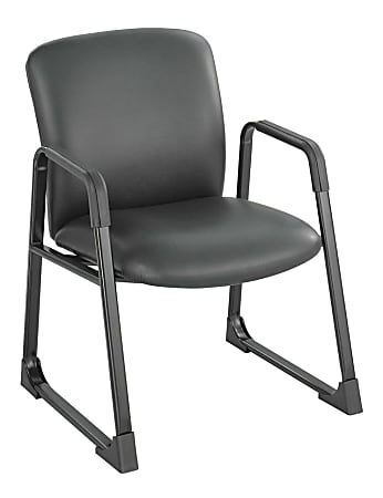 Safco® Uber Fabric Guest Chair, Bonded Leather, Black