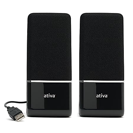 Ativa™ 2-Piece USB Speaker System, black