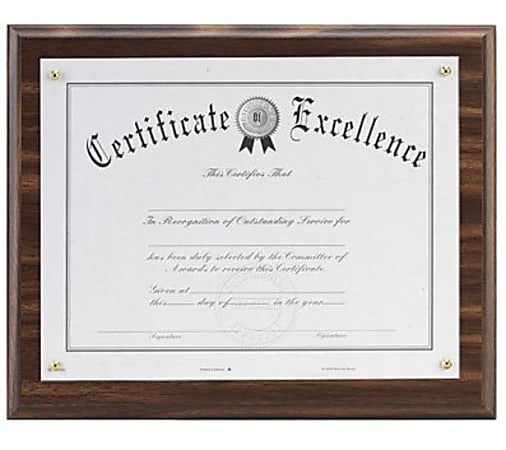 DAX Solid Wood Award Plaques - Holds 8.50" x 11" Insert - Horizontal, Vertical - 1 Each - Acrylic - Walnut