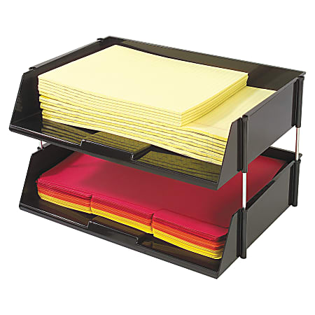 Deflecto Heavy-Duty Side-Loading Letter Tray, 3 1/4"H x 16 1/4"W x 11 3/16"D, Black