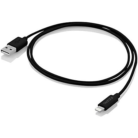 Incipio Sync/Charge Lightning/USB Data Transfer Cable - 3.28 ft Lightning/USB Data Transfer Cable for iPhone, iPad, iPod - USB - Lightning Proprietary Connector - MFI - Black