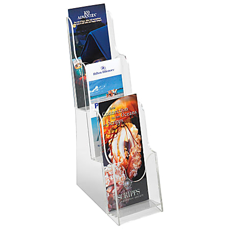 Safco® Acrylic 3-Pocket Pamphlet Display, 15"H x 4 1/2"W x 10"D, Clear
