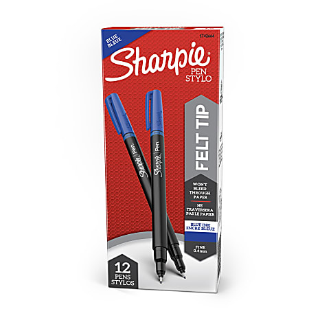 Sharpie Fine Point Pens Fine Point Black Barrels Blue Ink Pack Of