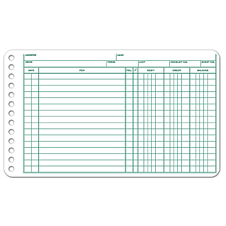 Office Depot® Brand Ledger Sheets, 5" x 8", Green/White, Pack Of 100