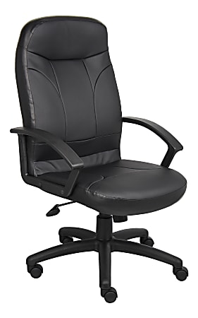 Boss Office Products High-Back Ergonomic Leather Manager's Chair, Black