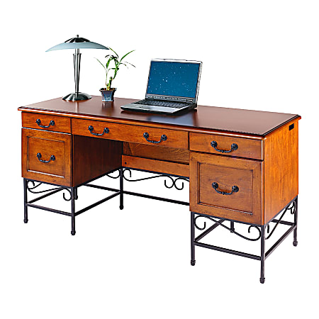Office Depot® Brand Ferrington Credenza, 30 1/8"H x 62"W x 21"D, Mid Cherry