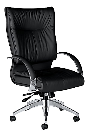Global® Softcurve™ Bonded Leather High-Back Tilter Chair With Rounded Arms, Black