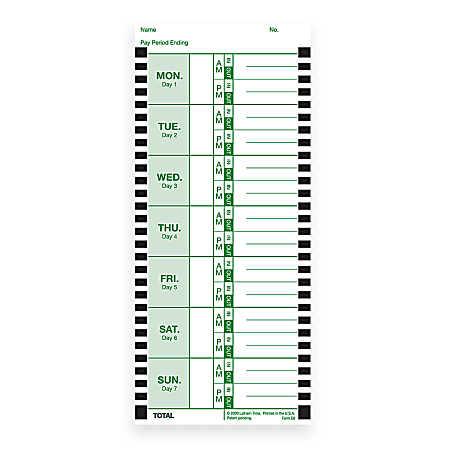 Lathem Time Cards, E8-100, Weekly, 1-Sided, 8 1/2" x 3 3/4", White, Box Of 100