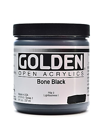 Golden OPEN Acrylic Paint, 8 Oz Jar, Bone Black