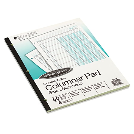 Wilson Jones® Columnar Pad, Side Bound With Shaded Columns, 8 1/2" x 11", 4 Columns, 50 Sheets