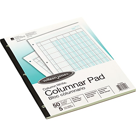 Office Depot® Brand Columnar Pad, 5-Column, 8 1/2" x 11", 25 Sheets, Green