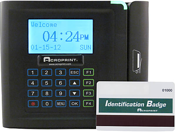 Acroprint timeQplus Ethernet Time Clock With Magnetic Stripe System, 50  250 Employees, 9.25" x 10.75" x 3.75", Black
