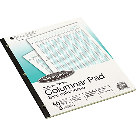 Wilson Jones® Columnar Pad, Side Bound With Shaded Columns, 8 1/2" x 11", 8 Columns, 50 Sheet