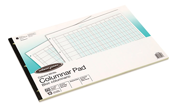 Wilson Jones® Columnar Pad, Side Bound With Shaded Columns, 11" x 16 3/8", 13 Columns, 25 Sheets