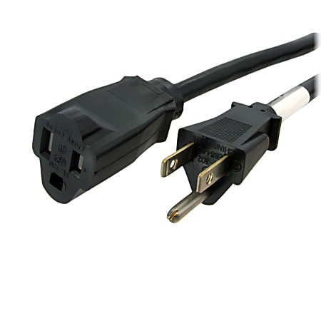 StarTech.com 10ft (3m) Power Extension Cord, NEMA5-15R to NEMA5-15P Black Extension Cord, 13A 125V, 16AWG, Computer Power Extension Cable