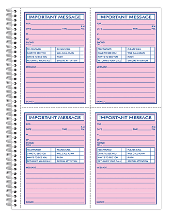 Adams® Phone Message Book, 11" x 8 1/16", 50 Pages, White/Canary Yellow