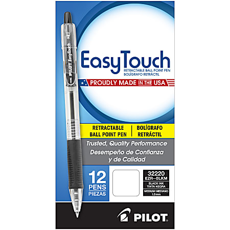 Pilot® EasyTouch Retractable Ballpoint Pens, Medium Point, 1.0