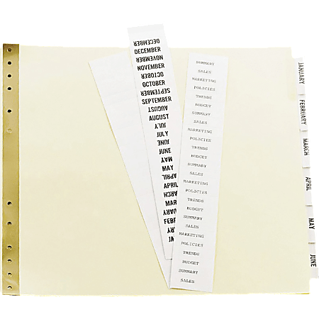 Avery(R) Data Binder Insertable Dividers, 9-1/2" x 11", 6-Tab