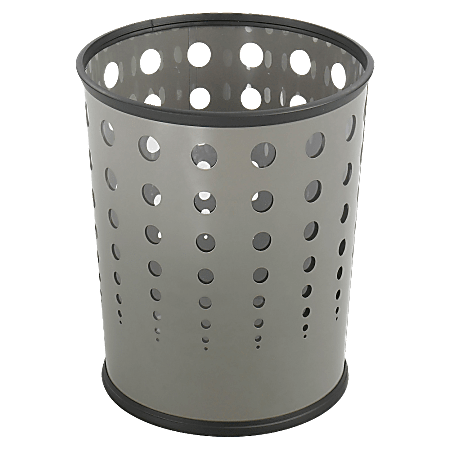 Safco® Round Steel Wastebasket, 6 Gallons, Gray