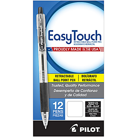Pilot® EasyTouch Retractable Ballpoint Pens, Fine Point, 0.7