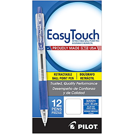 Pilot® EasyTouch Retractable Ballpoint Pens, Medium Point, 1.0