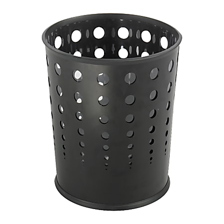 Safco® Round Steel Wastebasket, 6 Gallons, Black