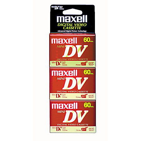 Maxell® DVM-60 Mini Digital Video Cassettes, 60 Minutes, Pack Of 3