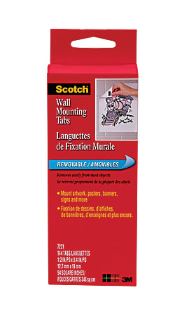 Scotch® Removable Wall Mounting Tabs, 1/2" x 3/4", Gray, Pack Of 144